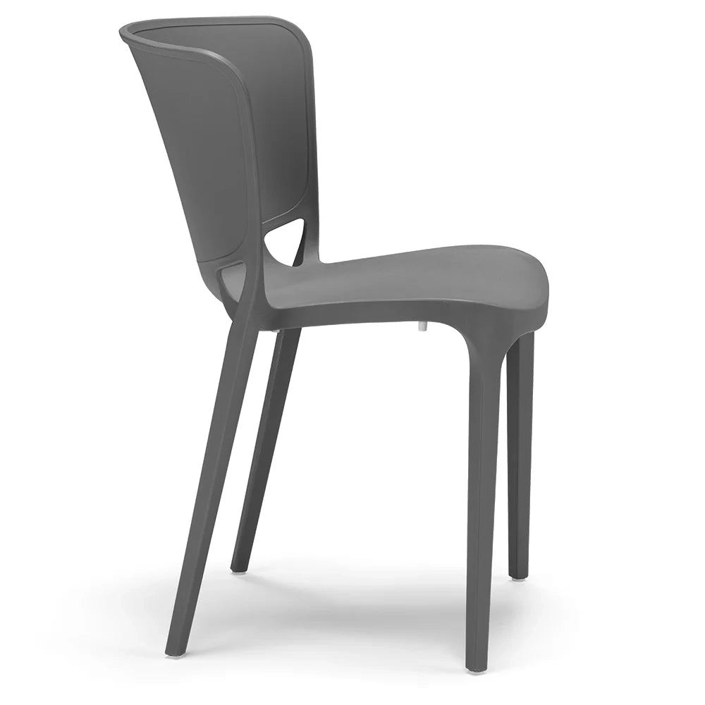 Set 2 sedie in polipropilene JUMBO, 100% MADE IN ITALY, impilabile, resistente ai raggi UV, design moderno, ideale per sala da pranzo, cucina, sala d’attesa, bar, ristoranti o giardino, colore Grigio