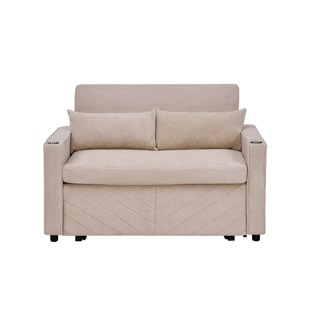 Divano Letto 2 Posti con USB ¨C MINIMAL ¨C Beige, Trasformabile