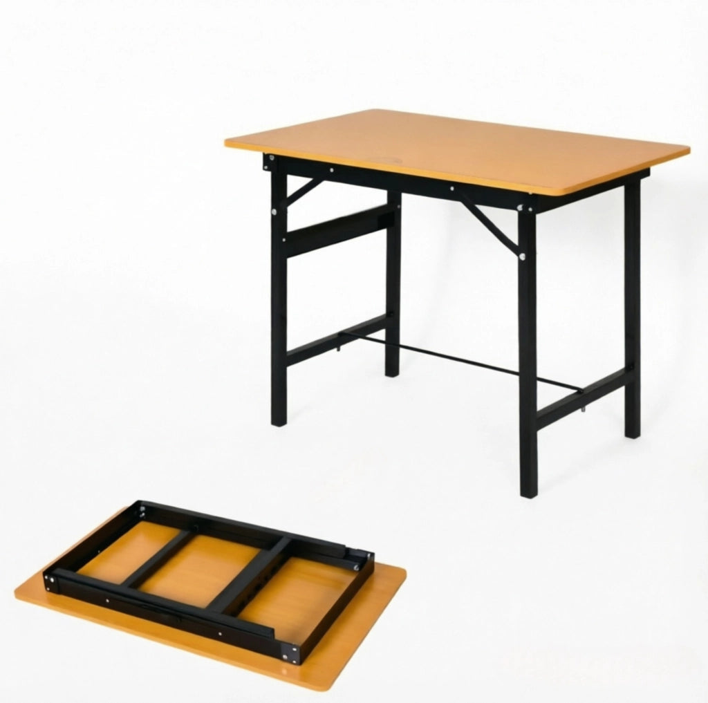TAVOLO DA LAVORO PIEGHEVOLE 100 x 60 x 75,5 cm MDF e Metallo Nero/Giallo