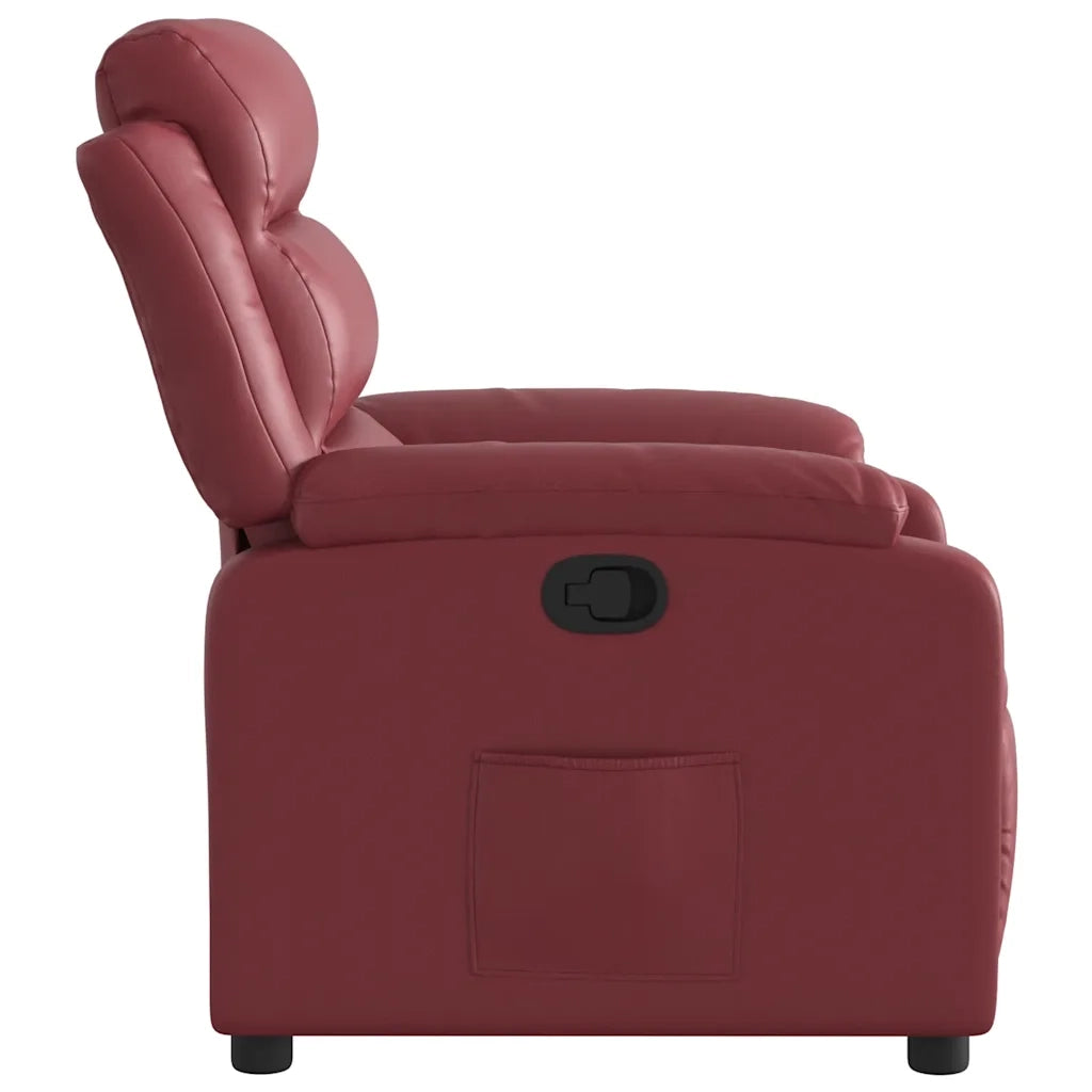 Divano Sedia-Poltrona Reclinabile Rosso Vino in Similpelle 161907