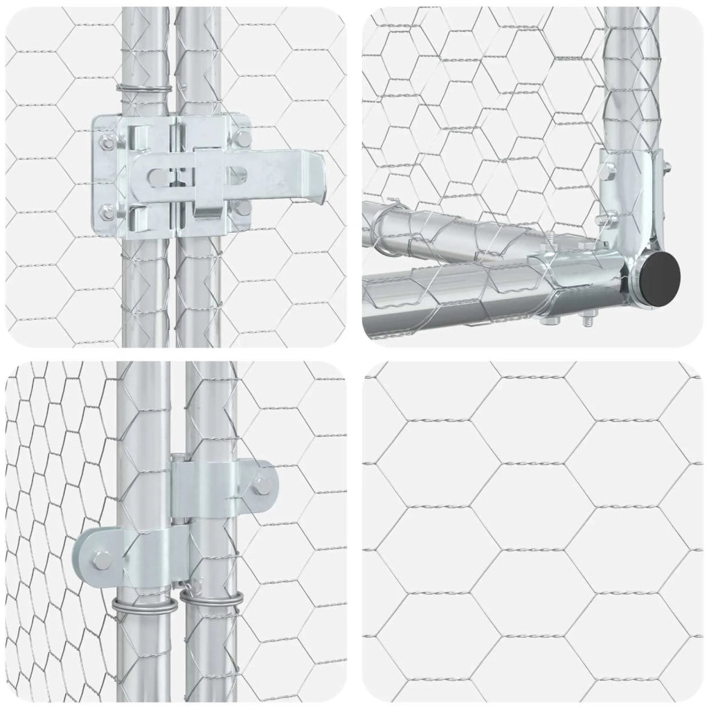 Gabbia per Polli Contro il Muro Argento 1000 x 200 x 215 cm 3434744