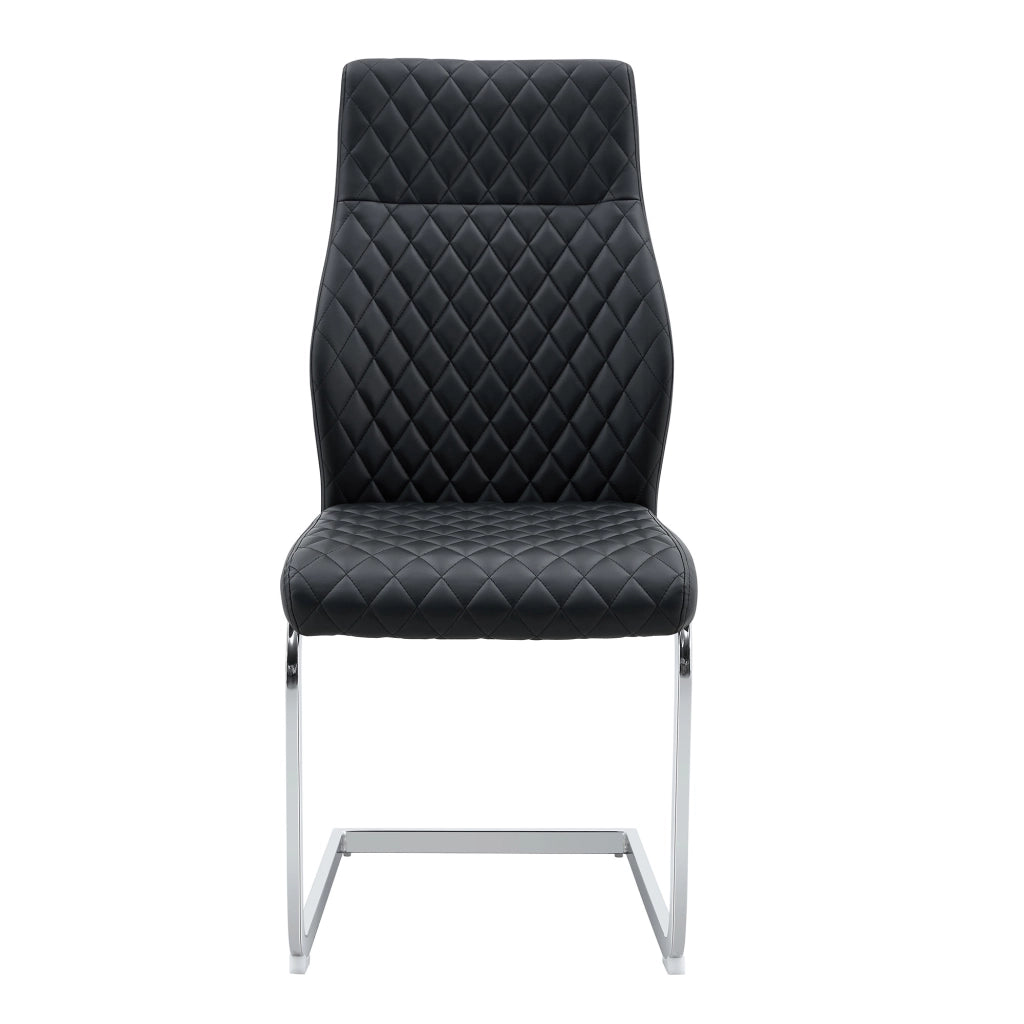 Sedia da pranzo con motivo a rombi - Zephmum- Schienale alto imbottitura comoda telaio in metallo argento antiscivolo