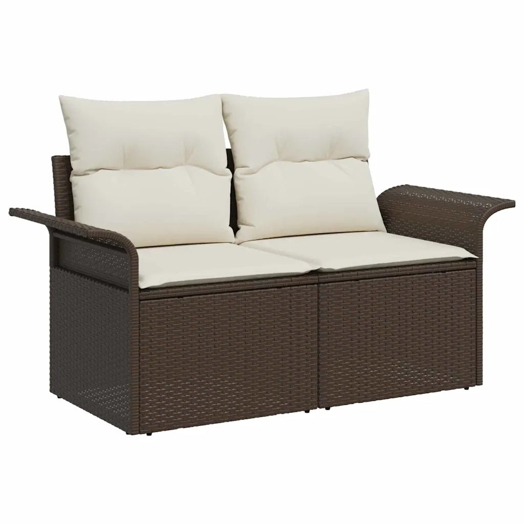 Set Divano da Giardino 9 pcs Marrone Rattan in Polipropilene