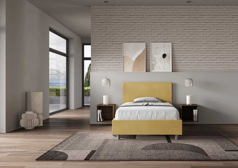 Letto 1 Piazza e Mezzo 110x200 cm con Rete Adele Ocra