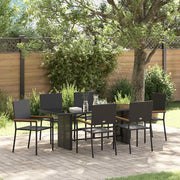 Set da Pranzo per Giardino 7 pcs Nero polyrattan