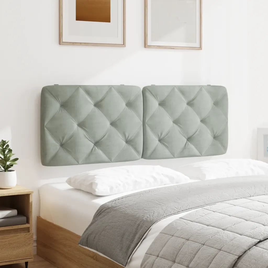 Coussin de tête de lit gris clair 120 cm velours