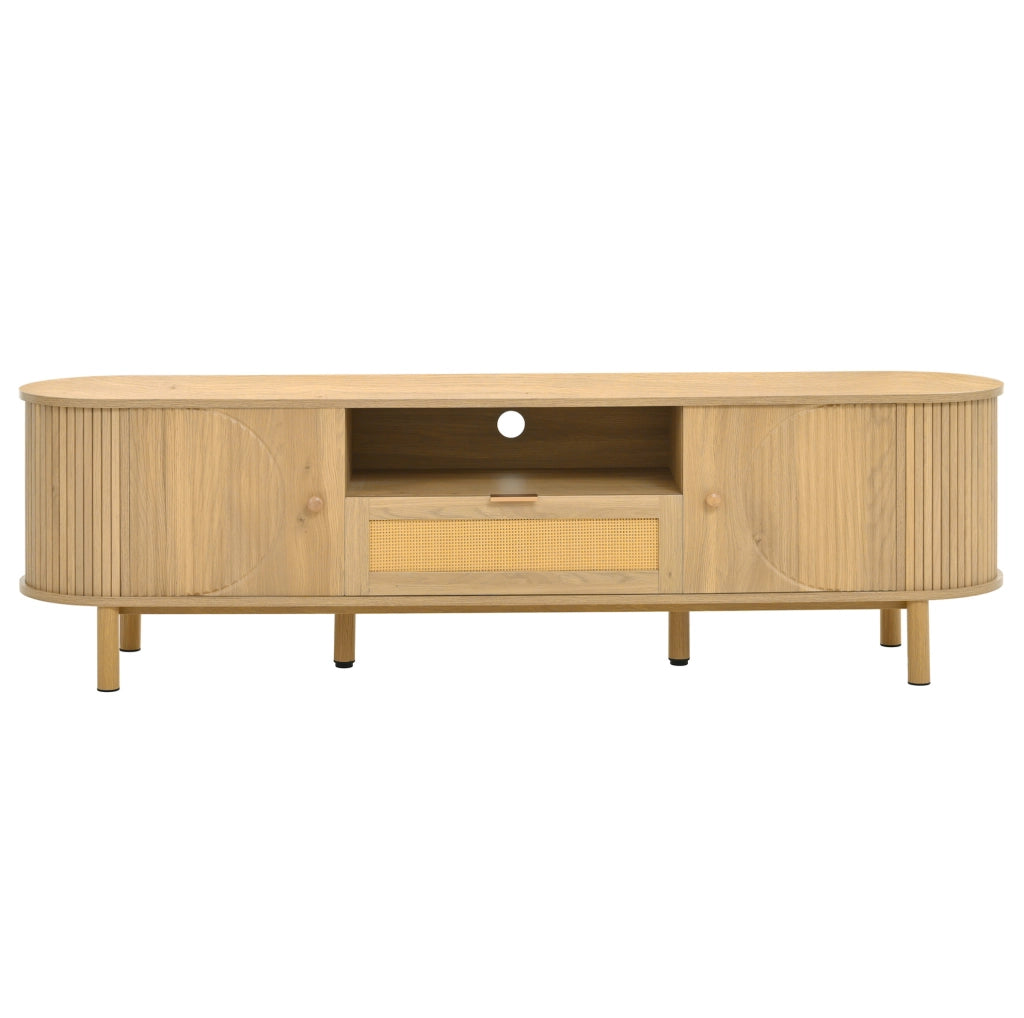 Set soggiorno con tavolino regolabile e mobile TV 175 cm in MDF effetto legno naturale