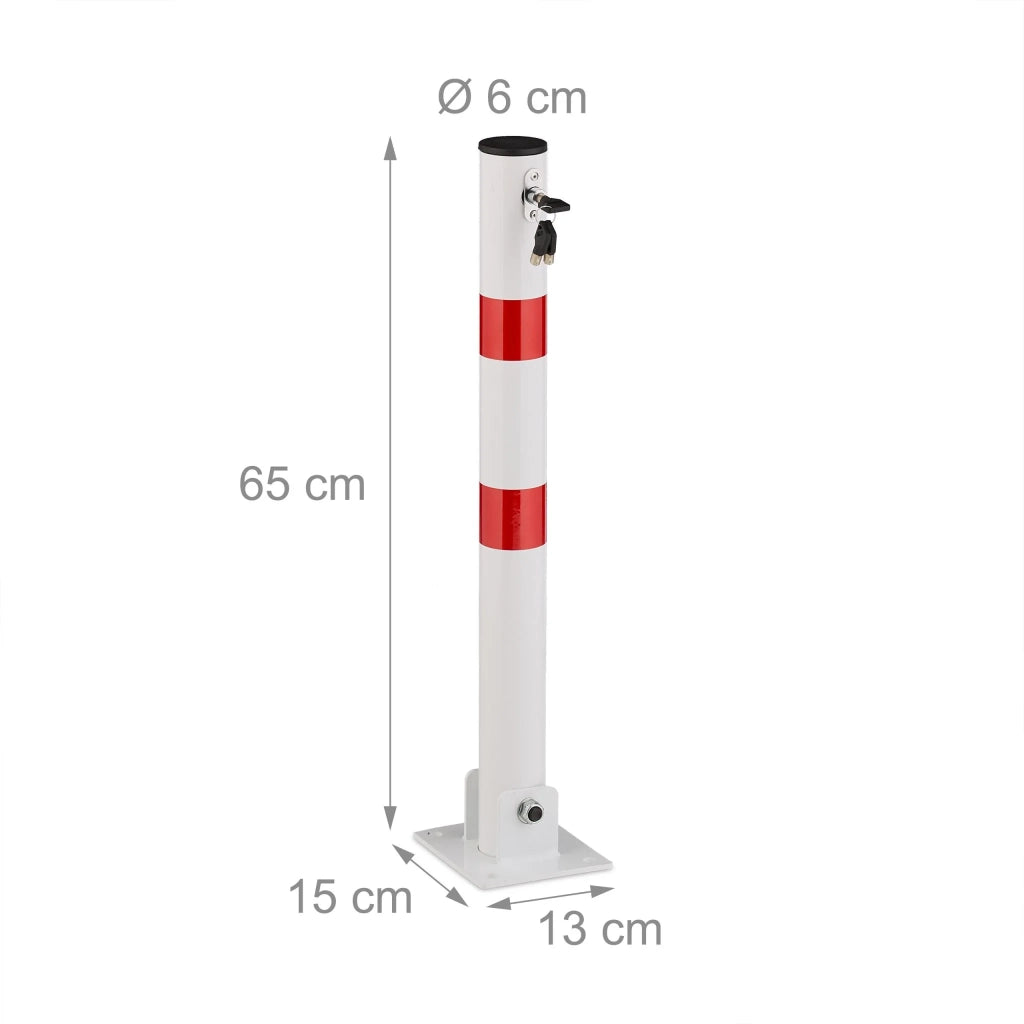 Paletto ribaltabile da parcheggio per sicurezza vialetto 100 x 10 x 10 cm finitura robusta in acciaio bianco 13_0015607