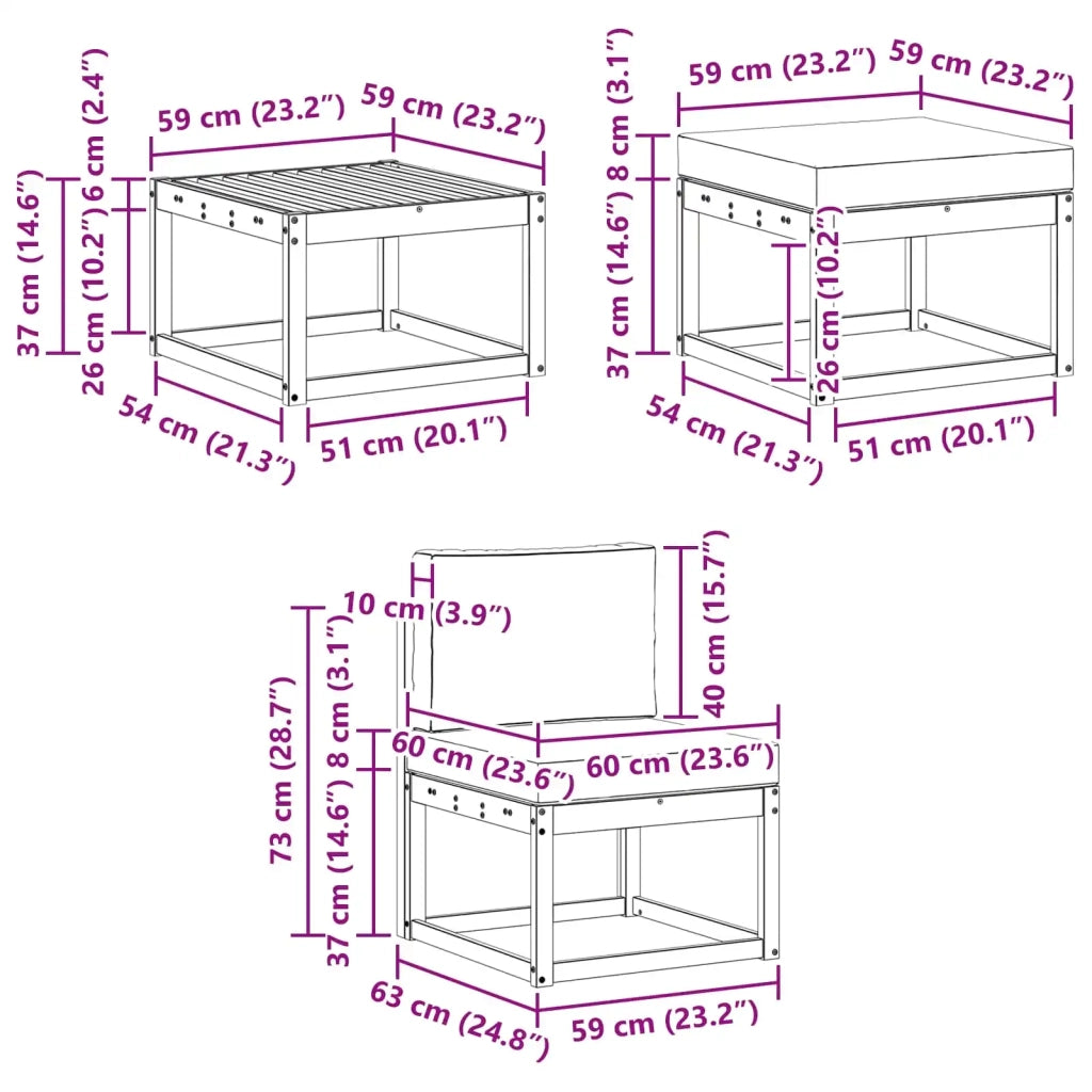 Set di divani da esterno 6 pz Bianco e Grigio Chiaro Poliestere 3387530