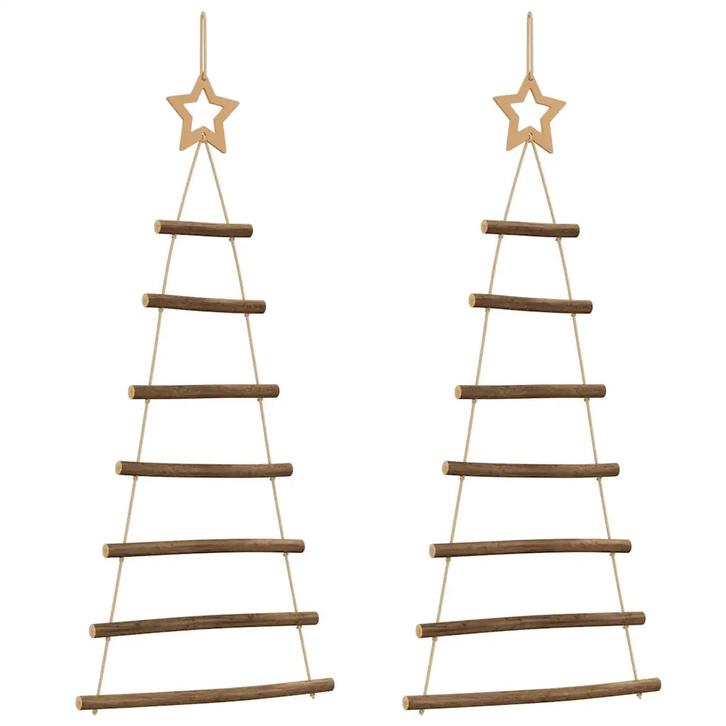 Alberi di Natale | Decorazioni natalizie sospesi con stelle in alto 2 pz 42x90 cm Ramo naturale