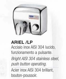 Asciugamani antivandalo in acciaio cromato e pulsante mod. Ariel LP