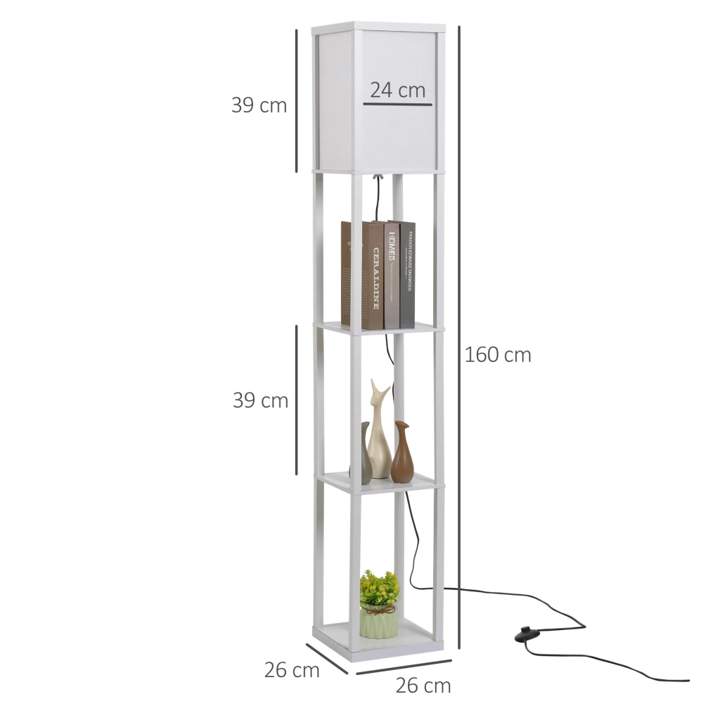 Lampada da Terra con Mensole ¨C Xylo ¨C Legno Bianco E27