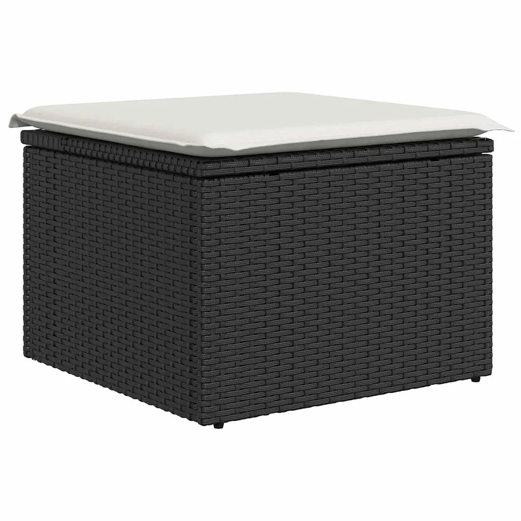 Set Divano da Giardino con cuscino 8 pcs Nero e Crema
