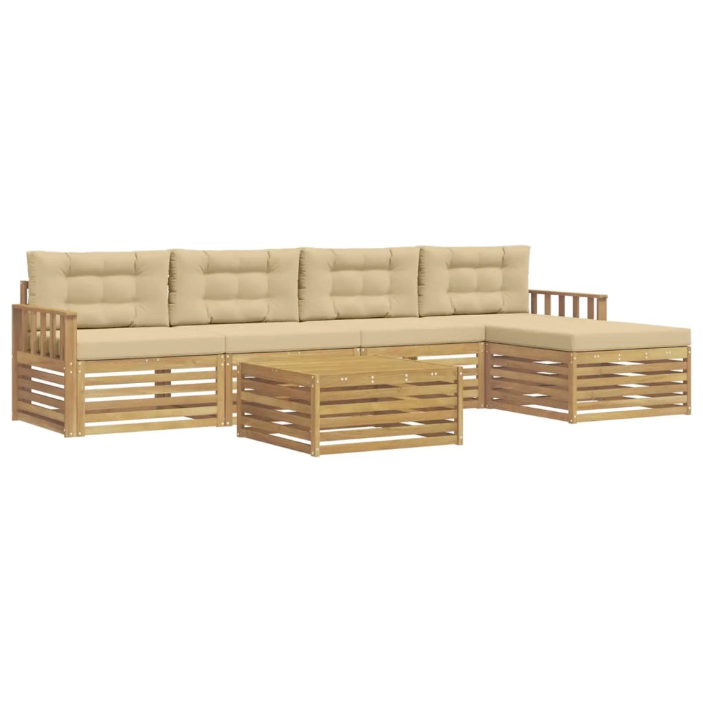 Set di divani da esterno 7 pz Bianco e Beige Poliestere 3390358