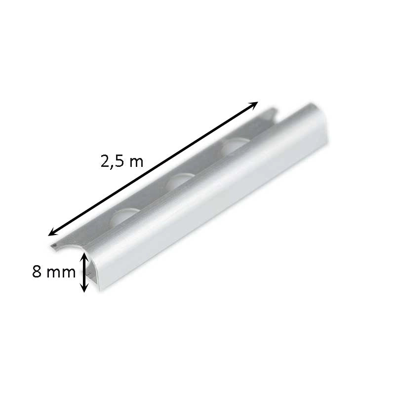 Profilo jolly tondo in alluminio 2,5 metri : Modello - 12,5 MM SATINATO