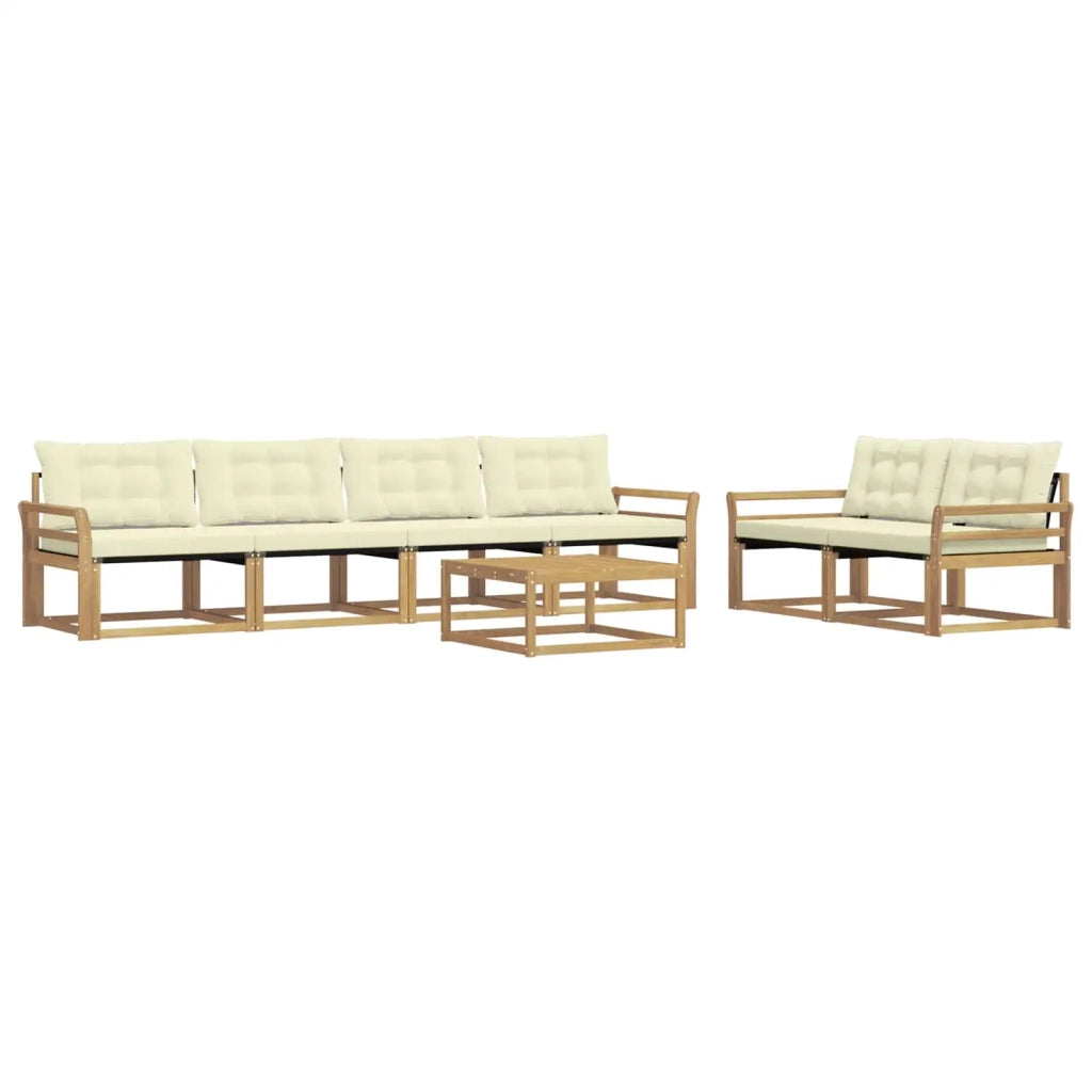 Set di divani da esterno 7 pz Bianco e Crema 3388444