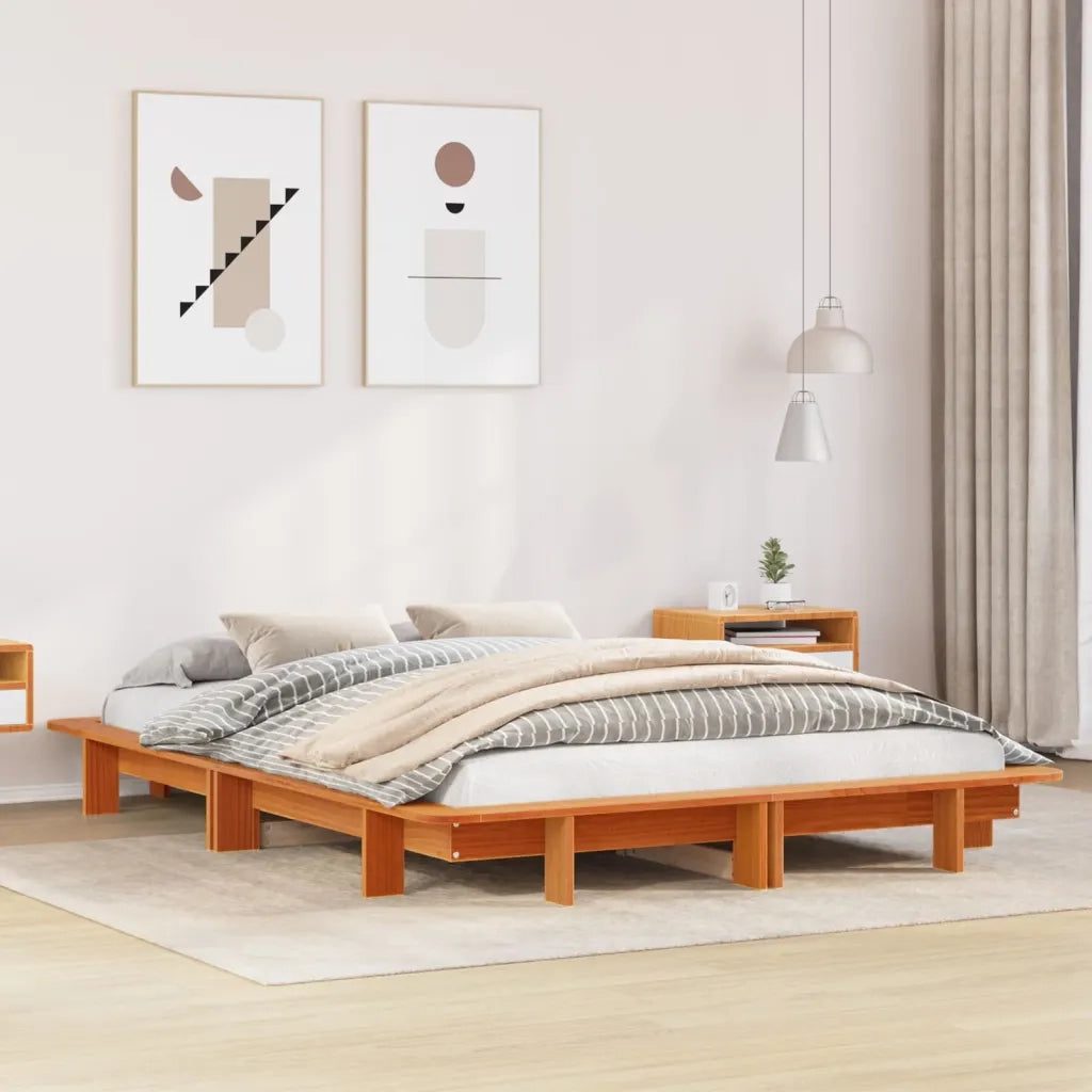 Letto senza Materasso-Struttura Letto Marrone Cera 120x200 cm in Legno di Pino 986923