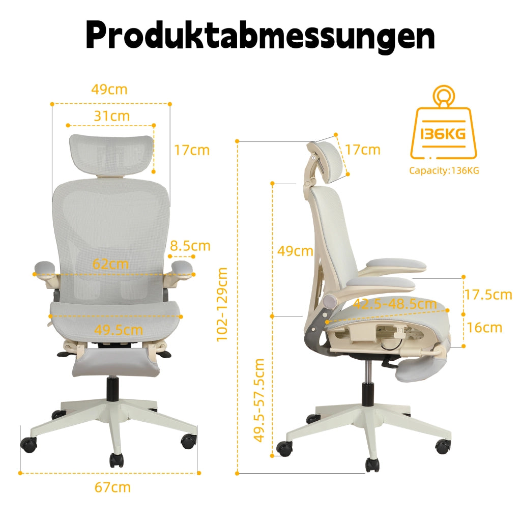 Sedia da ufficio ergonomica con schienale rete ¨C Minimal ¨C grigio