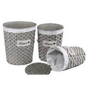 SET 3 CESTE PORTABIANCHERIA A FORMA TONDA IN VIMINI GRIGIO