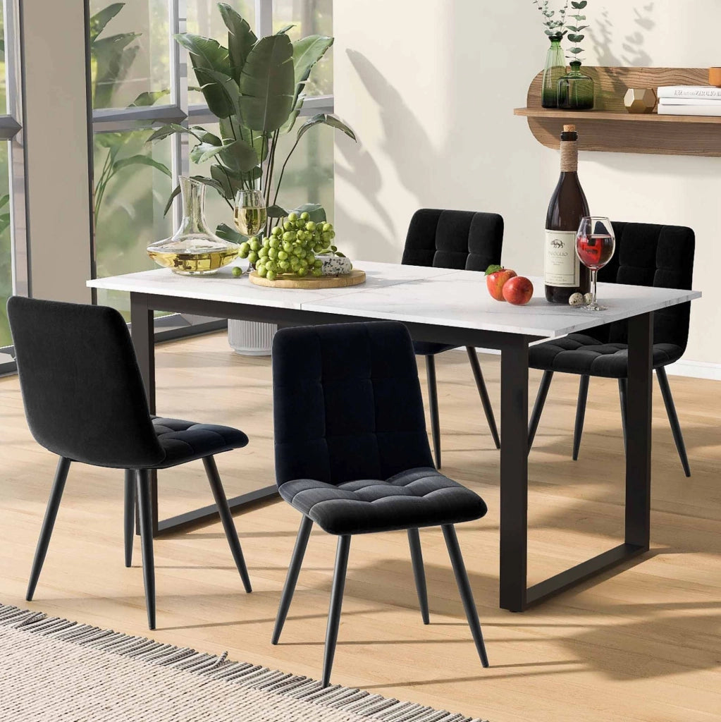 Tavolo da pranzo allungabile bianco effetto marmo
