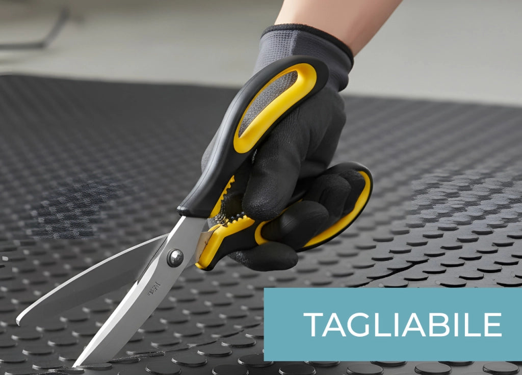 Tappeto Rivestimento Pavimento Gommato PVC Con Bolle Colore Nero Bollato - 100x300 - Floor Nero
