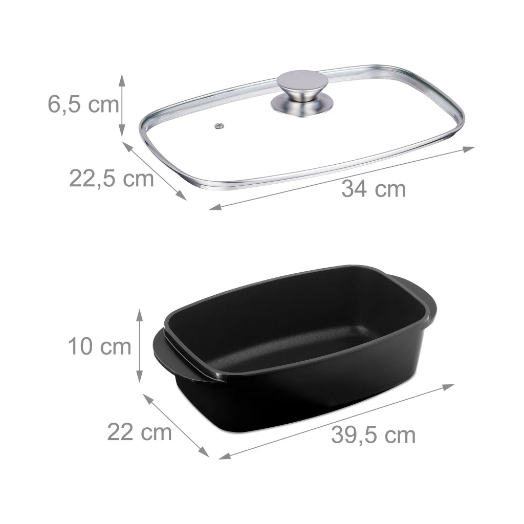 Pirofila rettangolare con coperchio per ricette varie compatibile con forno 30 x 20 x 8 cm in alluminio argentato 13_0015283
