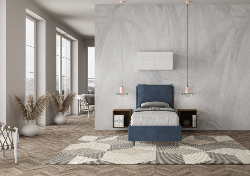 Letto Singolo 100x210 cm con Rete Antea Blu