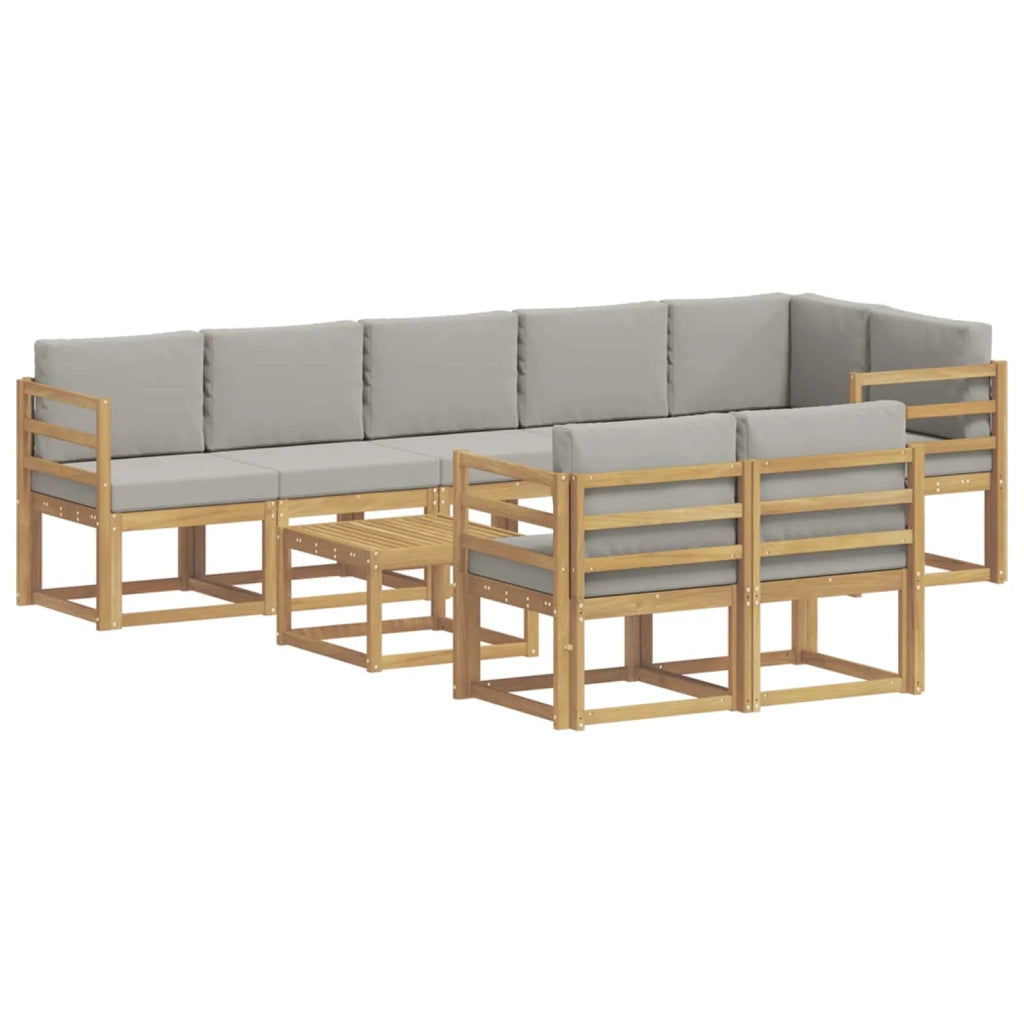 Set di divani da esterno 9 pz Bianco e Grigio Chiaro 3387825