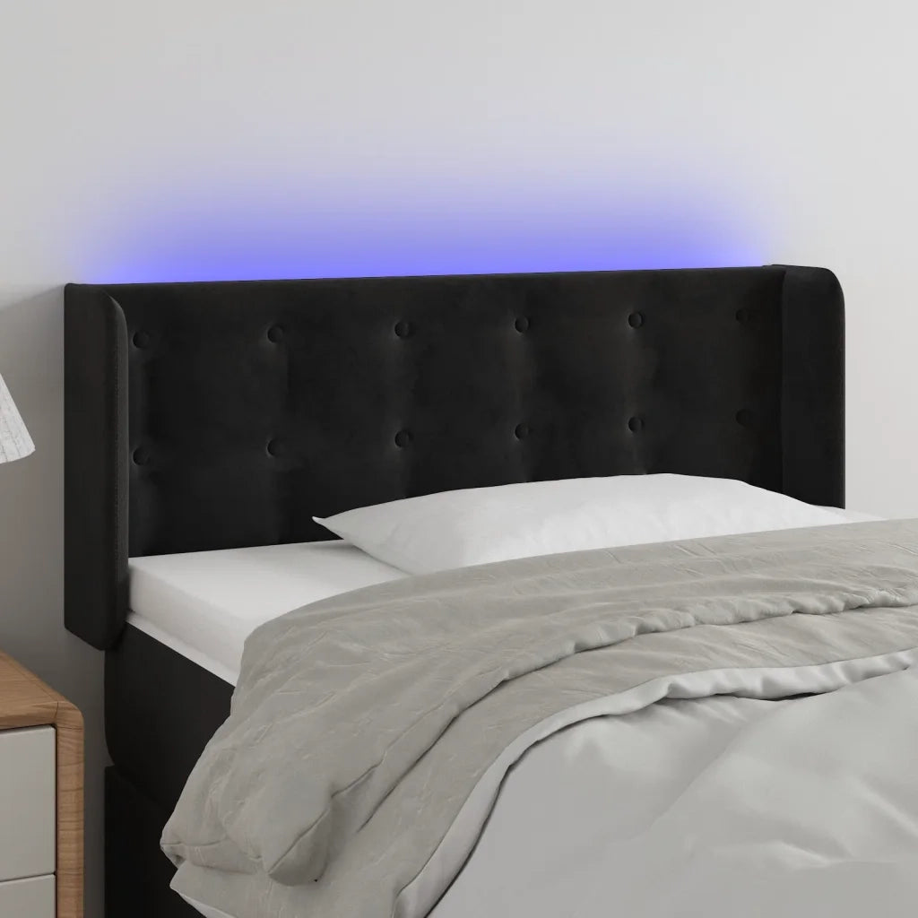 Testiera | Testata a LED Nera 83x16x78/88 cm in Velluto