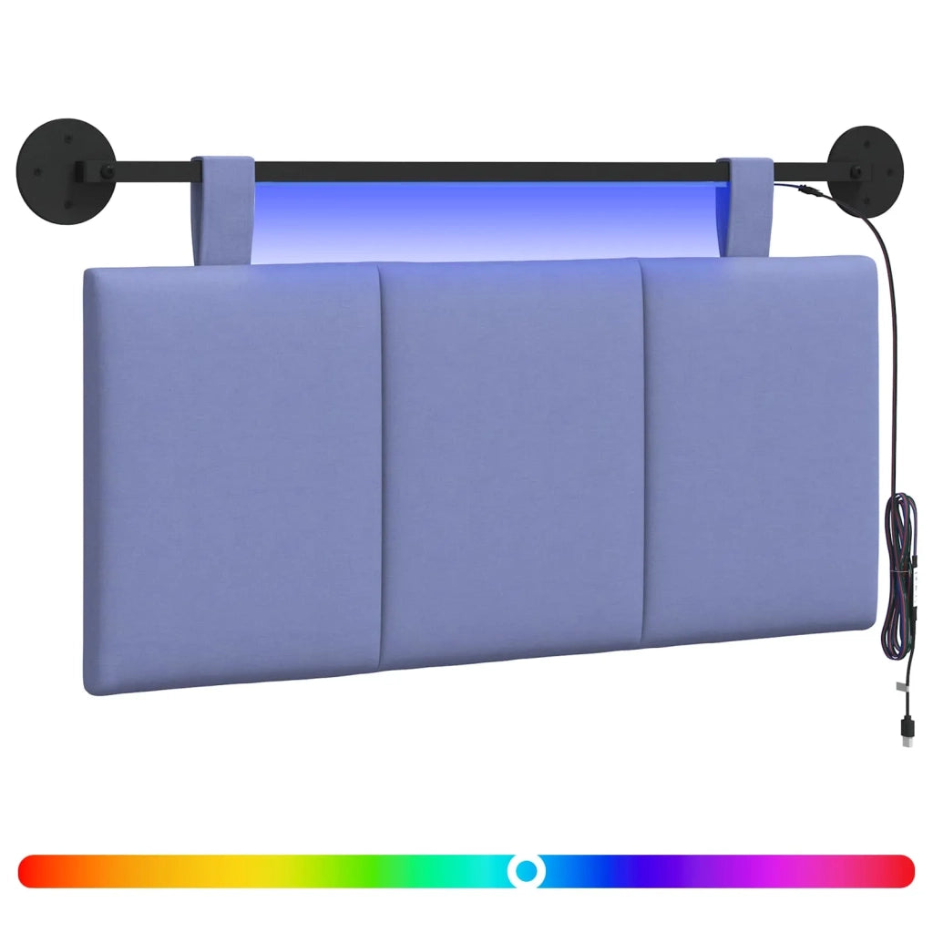 Testiera | Testata sospesa Con luce LED Blu jeans Tessuto