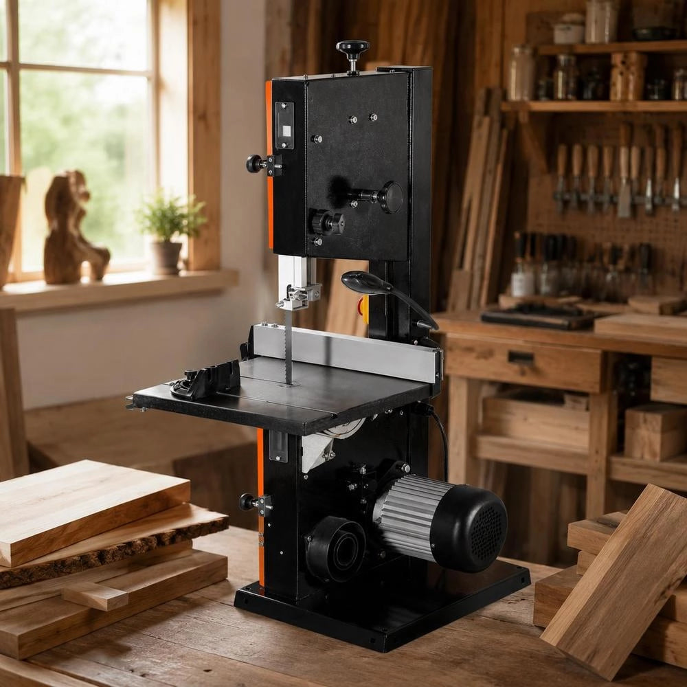 Bandsaw, Cutting Width 254 Mm, Two-speed Wood Bandsaw With 373 W Motor (1/2 HP), Cutting Height 160 Mm, 335x340 Mm Cast Iron Table, With 360° Work Light, Miter Gauge, Parallel Fence
