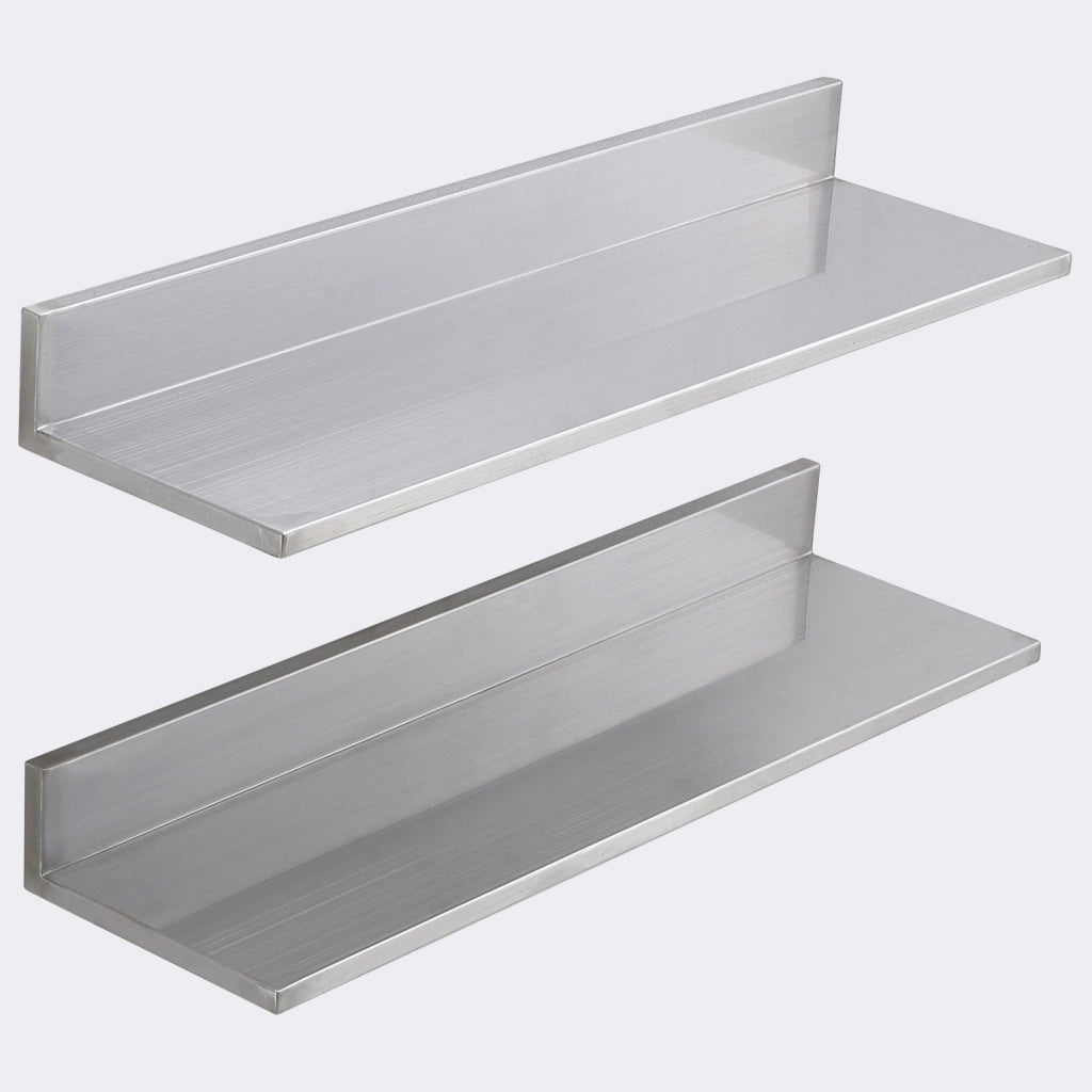 Set 2 Mensole da Parete a L in Acciaio Inox 762 x 218 x 85 mm Scaffale Murale Portaspezie Robusto per Cucina Portata Max 20kg