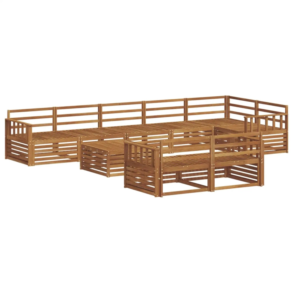 Set di divani da esterno 9 pz Naturale Legno di Acacia Massello 3373689