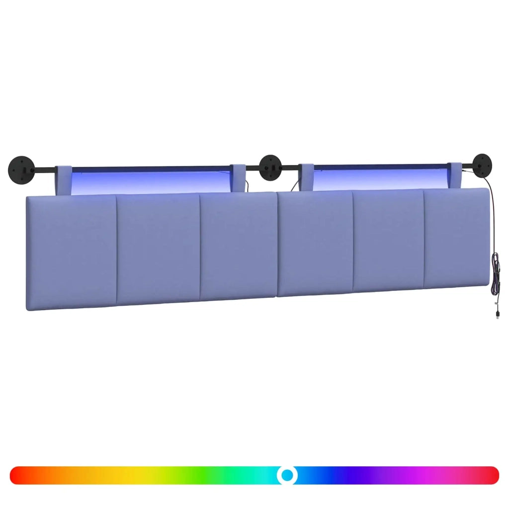 Testiera | Testata sospesa Con luce LED Blu jeans Tessuto