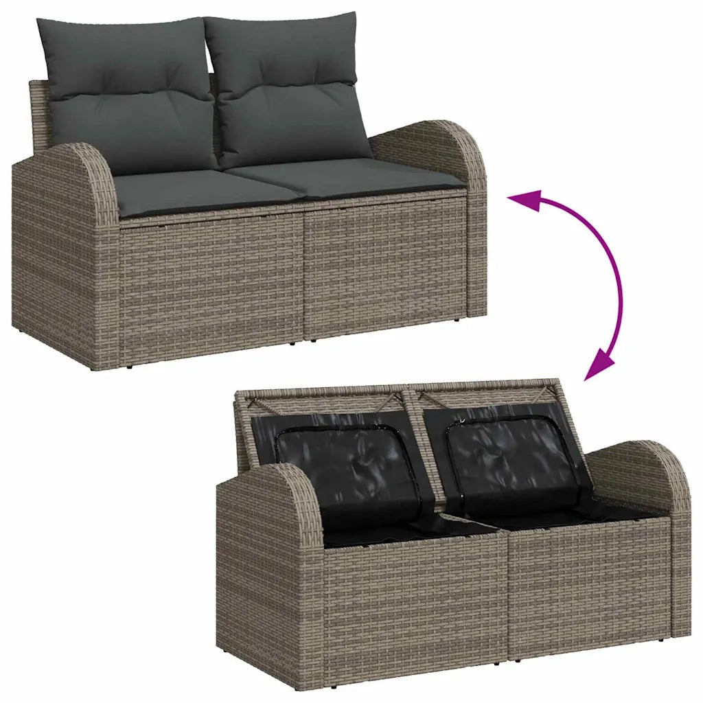 Set Divano da Giardino con cuscino 8 pcs Grigio polyrattan