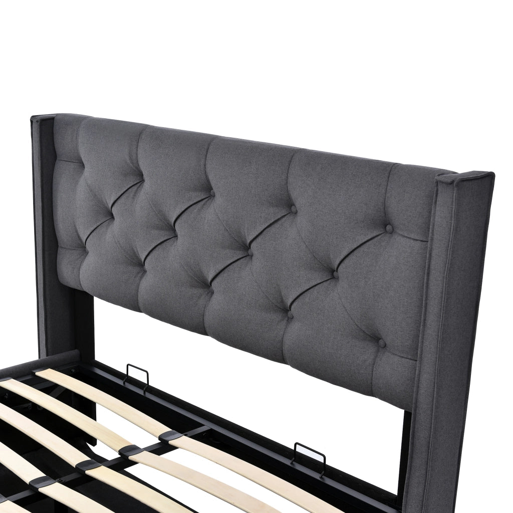 Letto imbottito 140x200 cm con contenitore e testiera trapuntata