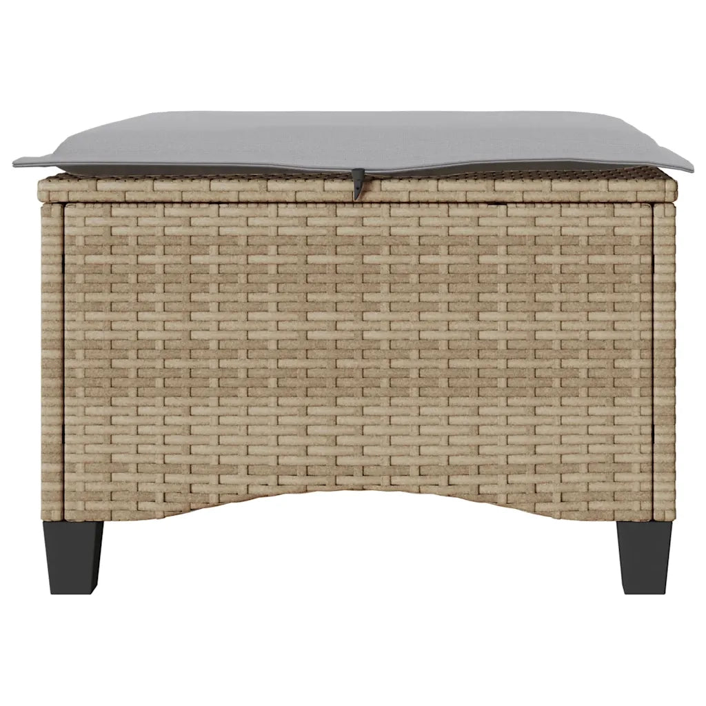 Sgabelli Giardino con Cuscini 4 pz Beige 55x55x36 cm Polyrattan CFW1202337