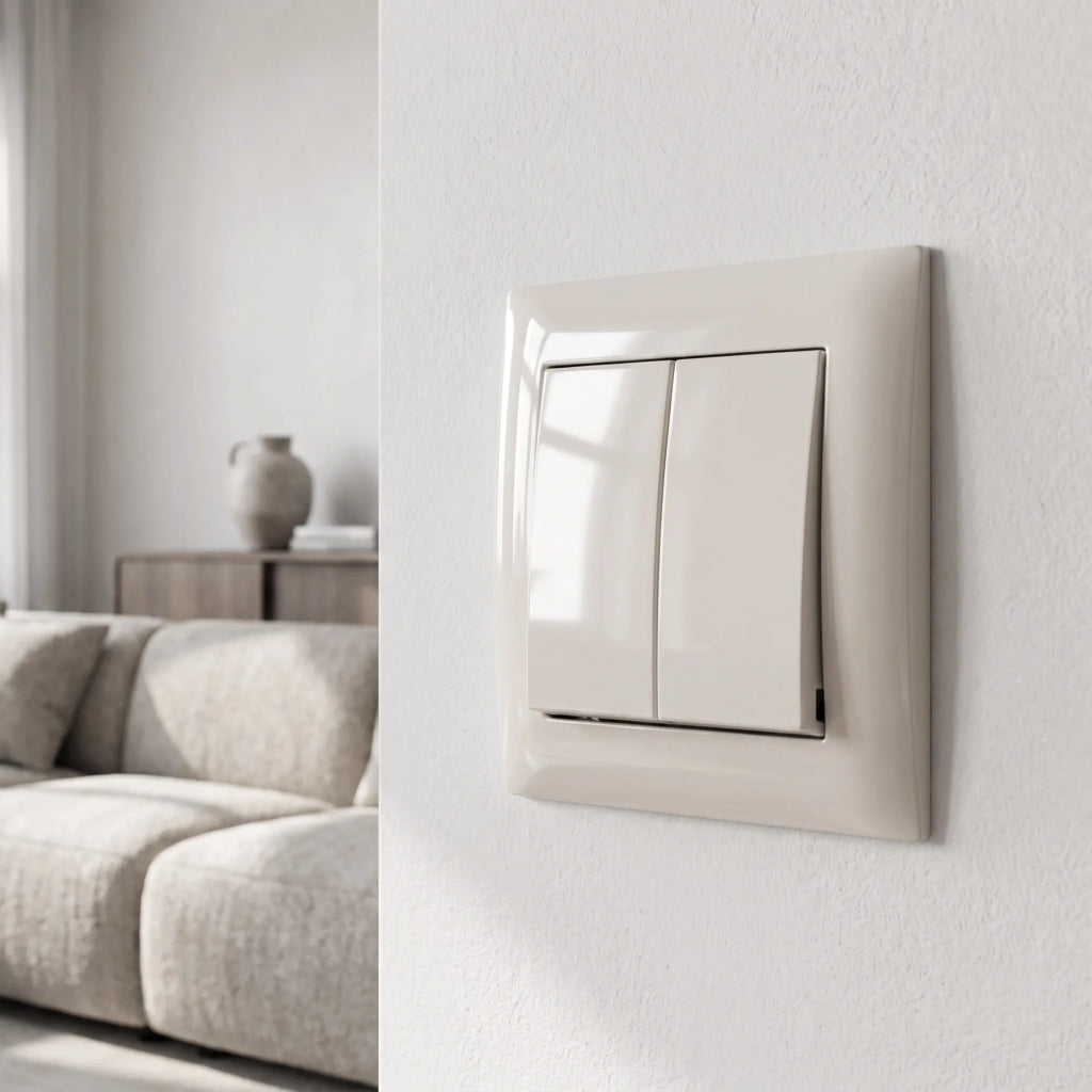 Interruttore Doppio Con Cornice Oste Jnh007-w Beige