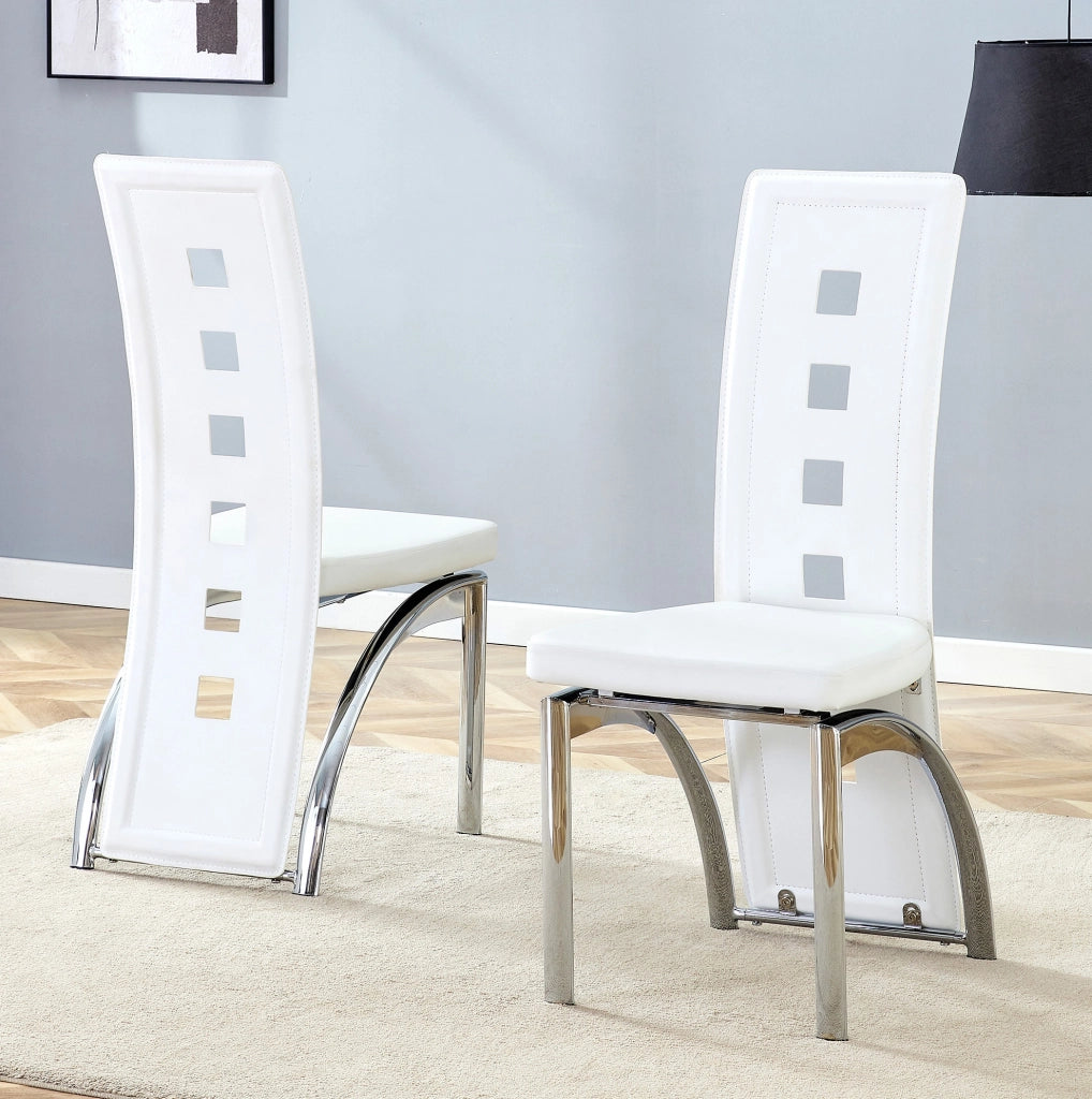 SEDIA da pranzo Set da 2 pezzi 102,5 cm PU bianco e metallo argento