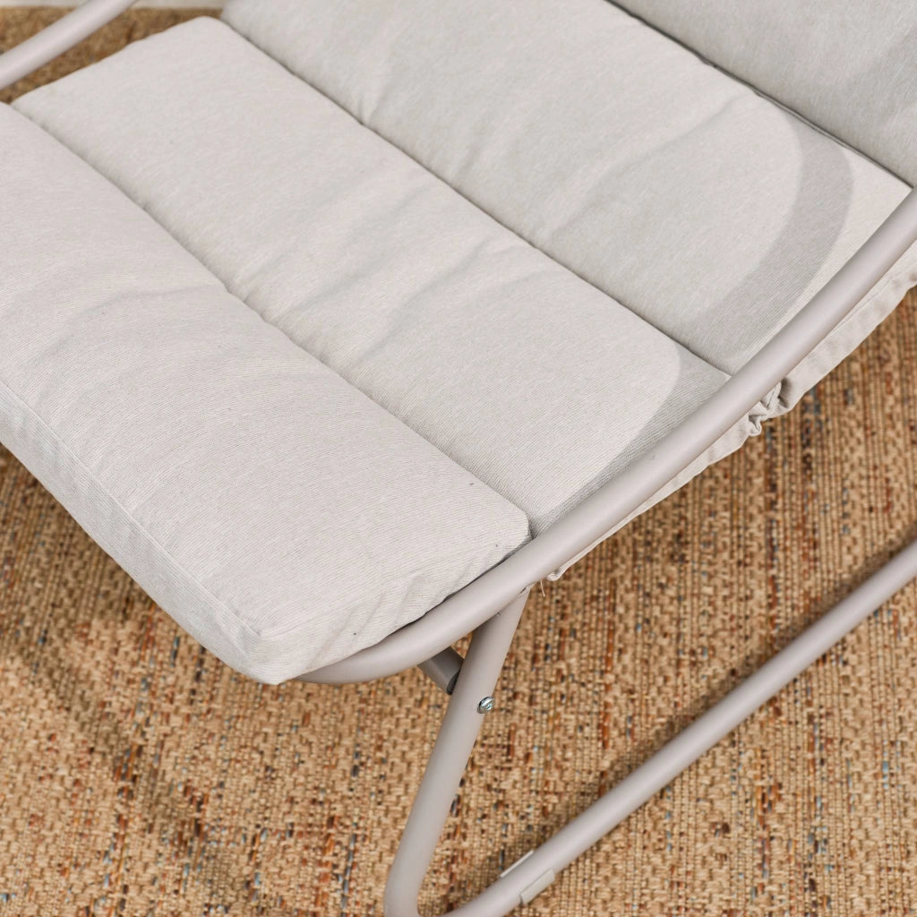 Set 2 sedie sdraio in acciaio, beige