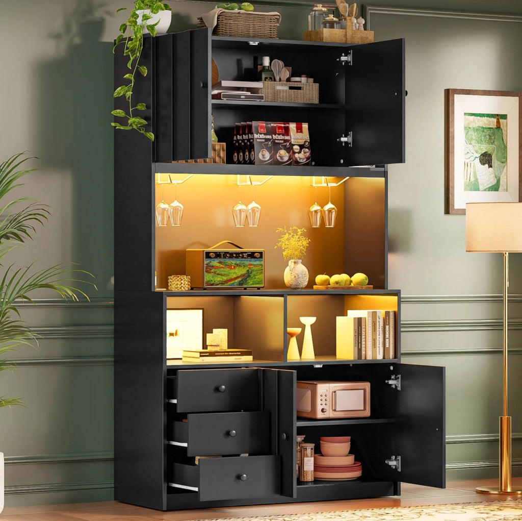 Colonna cucina 180 cm con LED RGB, prese e portabicchieri