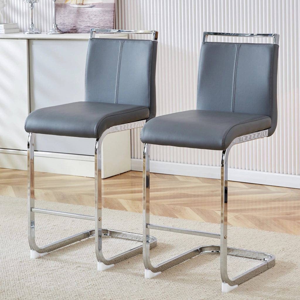 SGABELLO DA BAR Set da 2 pezzi 96,5 cm Grigio Scuro in PU e metallo