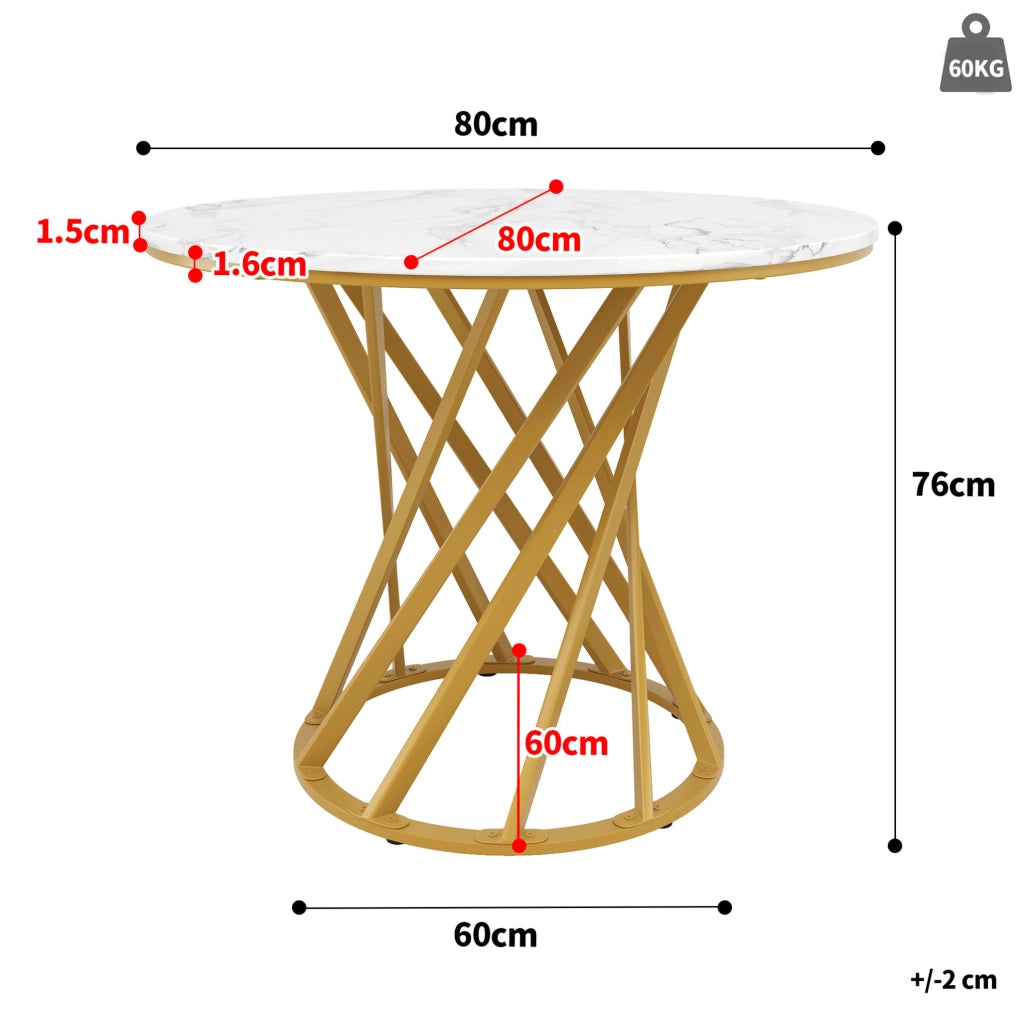 Tavolo da pranzo 80x80x76 cm in MDF e metallo