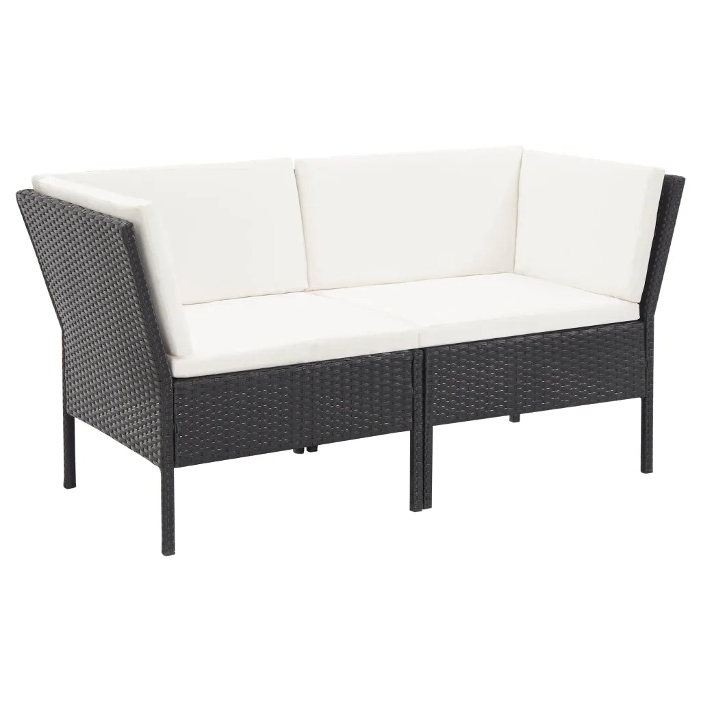 Set Divani da Giardino 6 pz | Set Salotto da Giardino con Cuscini in Polyrattan Nero