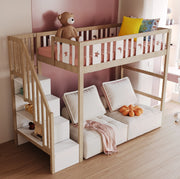 Letto a soppalco per bambini 90x200 cm con scala e ripiani