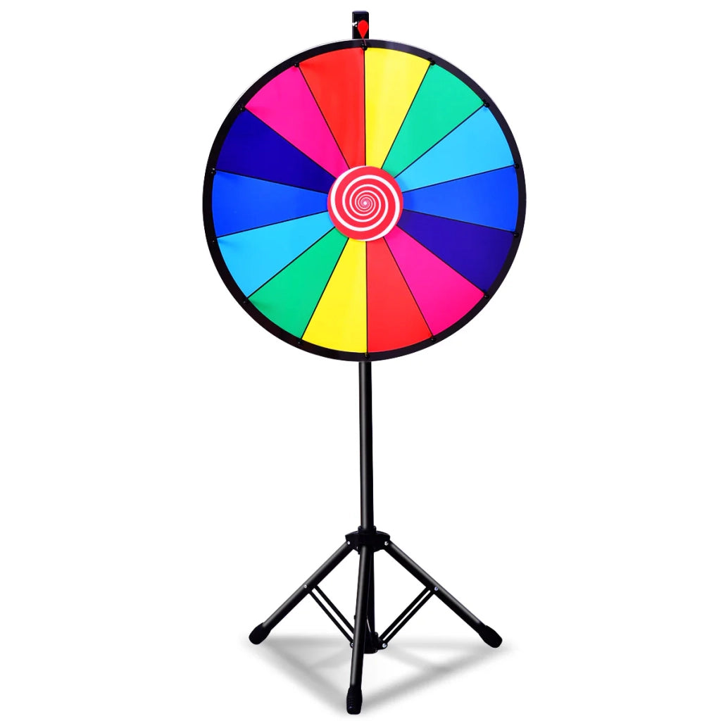 Ruota della Fortuna Gioco 60cm Treppiede Regolabile 111-157cm Suono e Personalizzabile Stile Festa Multicolore PVC 20_0020101