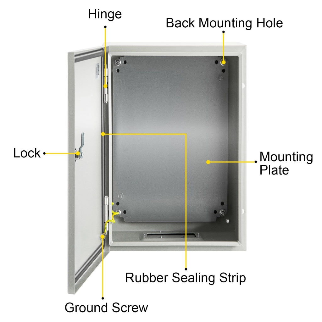 Scatola Elettrica ST2 315 in Acciaio 30x20x15 cm IP66 NEMA 4X Quadro di Giunzione da Parete per Esterno e Interno con Piastra