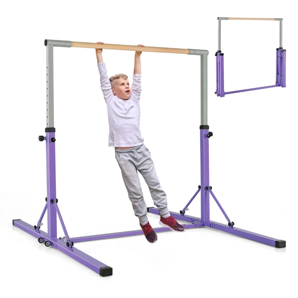 Barra ginnastica per bambini con 13 altezze regolabili portata 100kg-Attrezzatura palestra domestica Viola