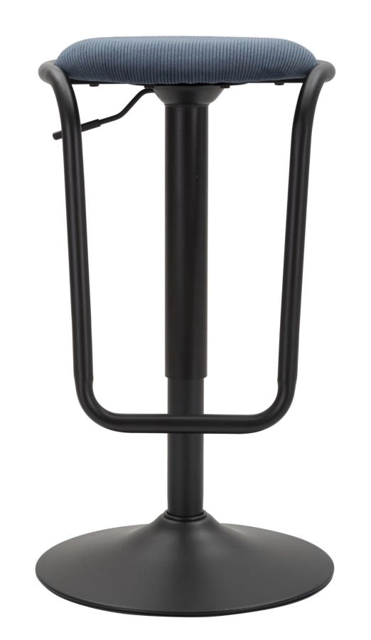 Sgabello Bar Destiny Navy Ø41x61 cm in Ferro e Compensato e Spugna e Poliestere Nero e Blu
