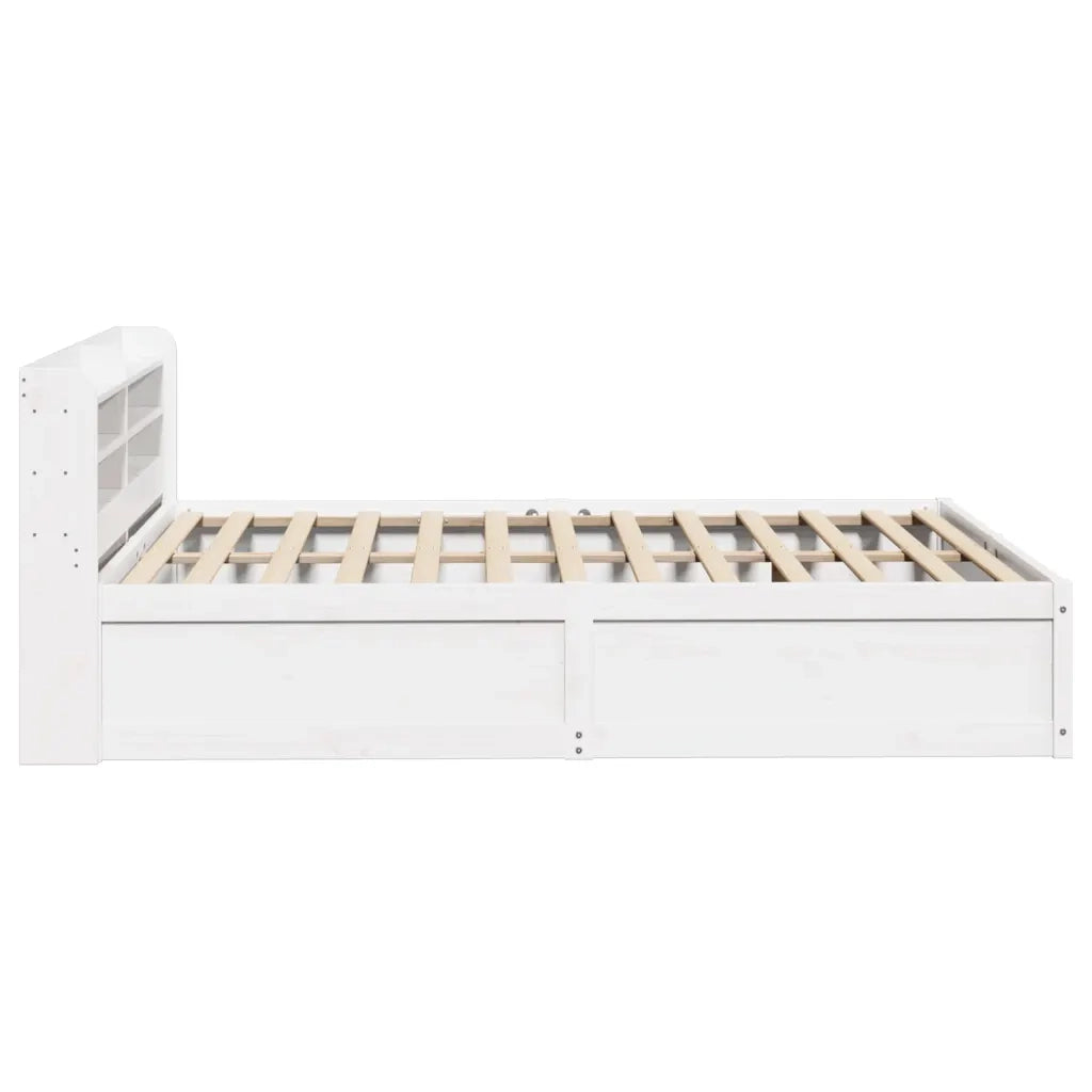 Letto matrimoniale | Letto per adulti | Giroletto con Testiera Bianco 140x190 cm in Legno Massello Pino